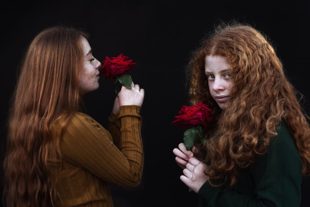 Red Hair and Roses by Emel Sefer — canvas wall art