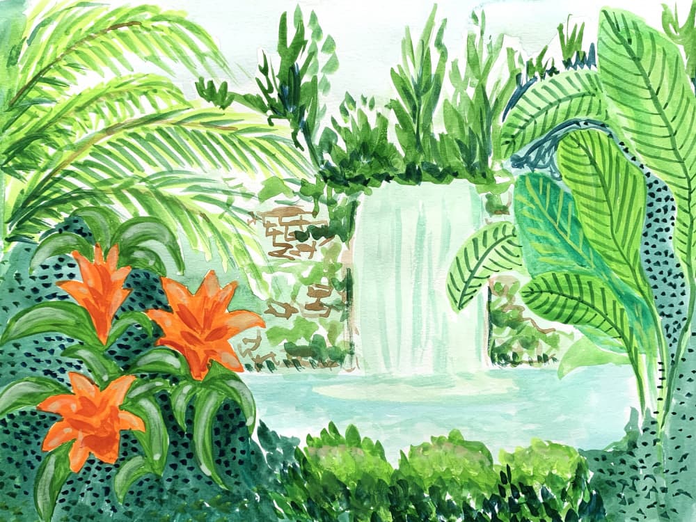 Tropical Waterfall Oasis by Pauline Wegman | Key and Sea Creative — canvas wall art