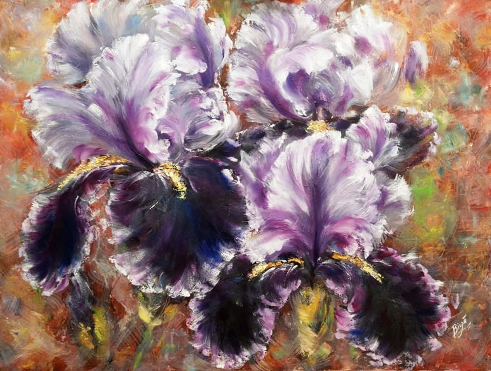 Vibrant Purple Irises by Anda Bieza — canvas wall art