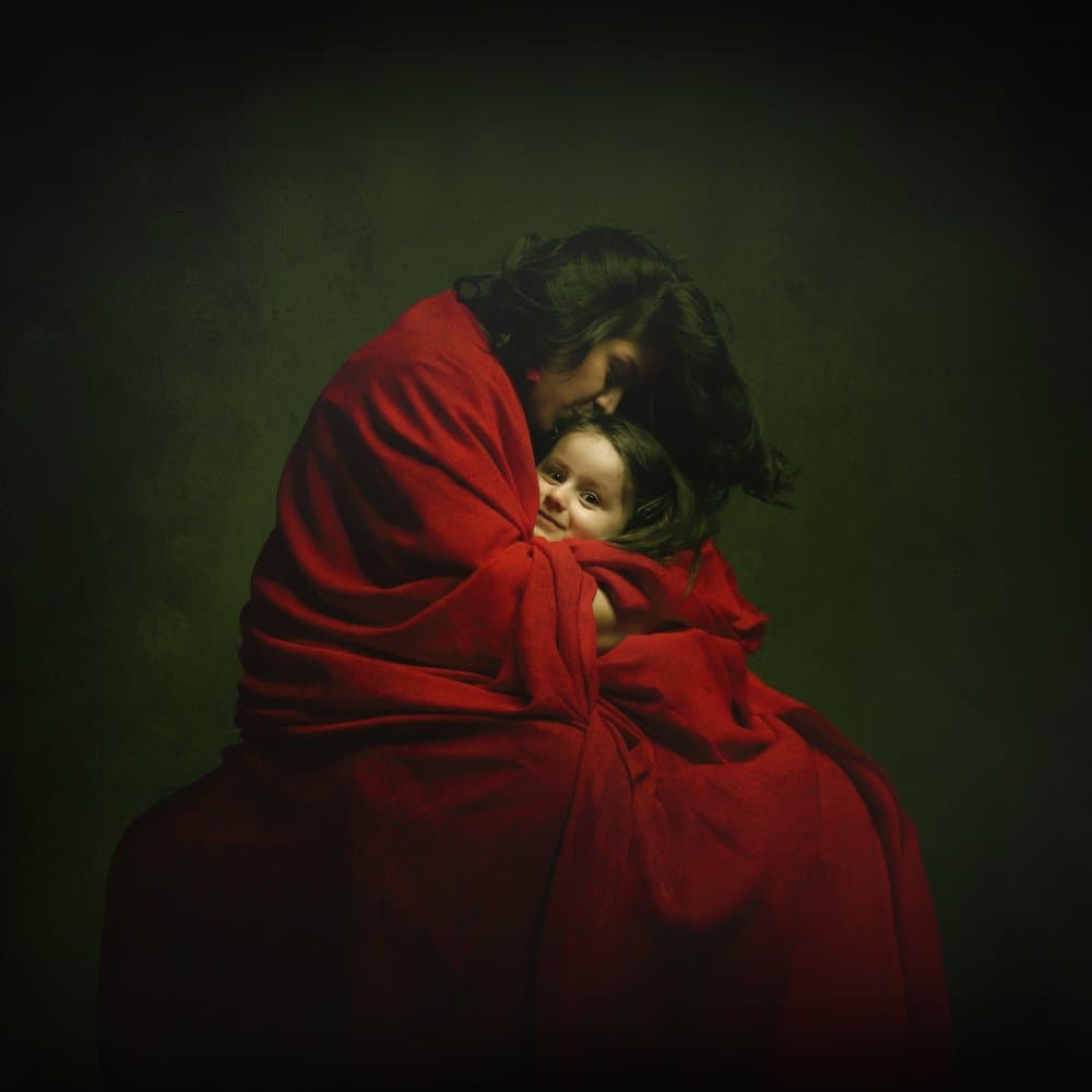 Tender Red Embrace by Moein Hasheminasab — canvas wall art
