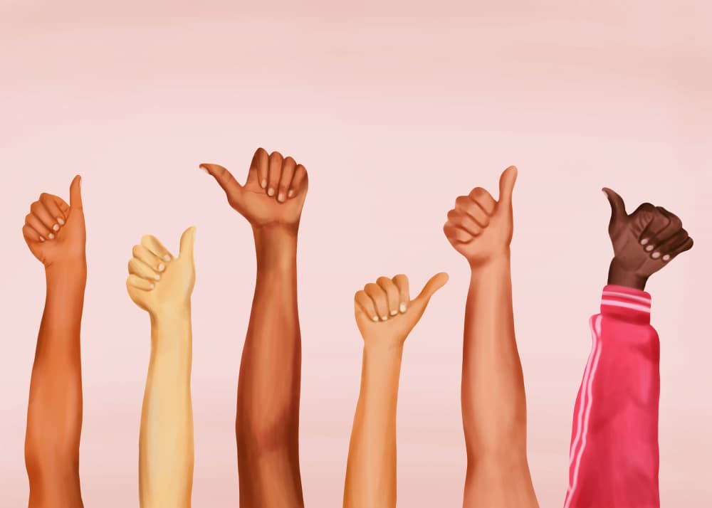 Diverse Hands Thumbs Up by Nadjaa — canvas wall art