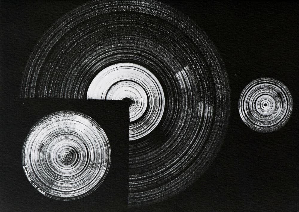 Black White Circles Abstract by Santhosh ch — canvas wall art