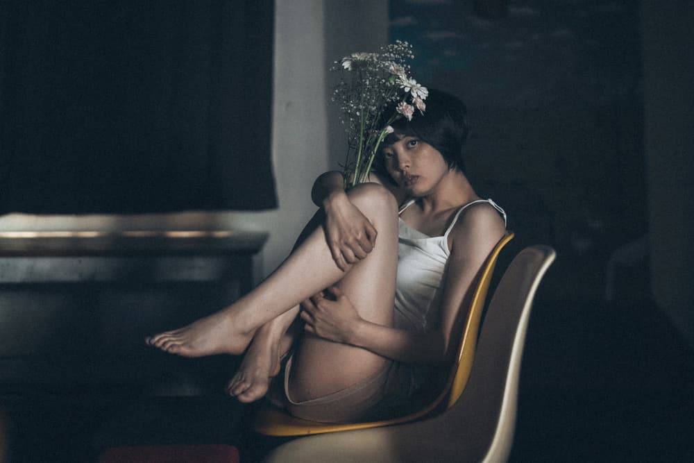 Moody Floral Portrait by Nobu Ishijima — canvas wall art