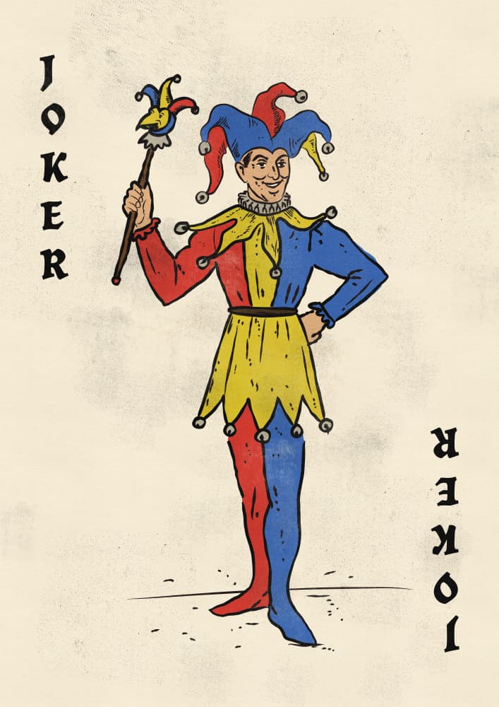 Classic Joker Playing Card by Nicholas — canvas wall art