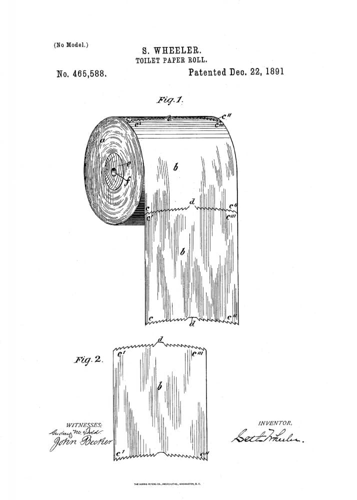 Vintage Toilet Paper Patent by Andreas Magnusson — canvas wall art