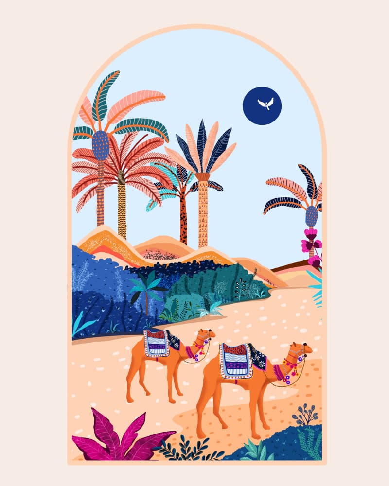 Desert Camels Journey by Uma Gokhale — canvas wall art
