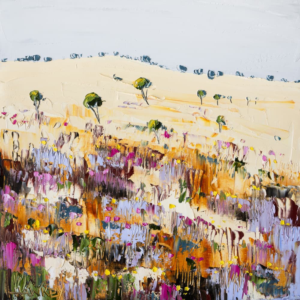Colorful Hillside Flowers by Angela Hawkey — canvas wall art