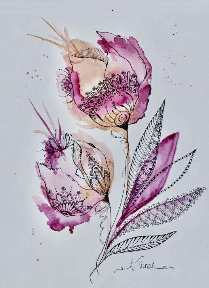 Abstract Pink Botanicals by Amy Tieman — canvas wall art