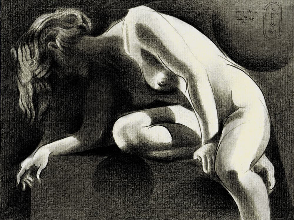 Pensive Nude in Shadow by Corné Akkers — canvas wall art