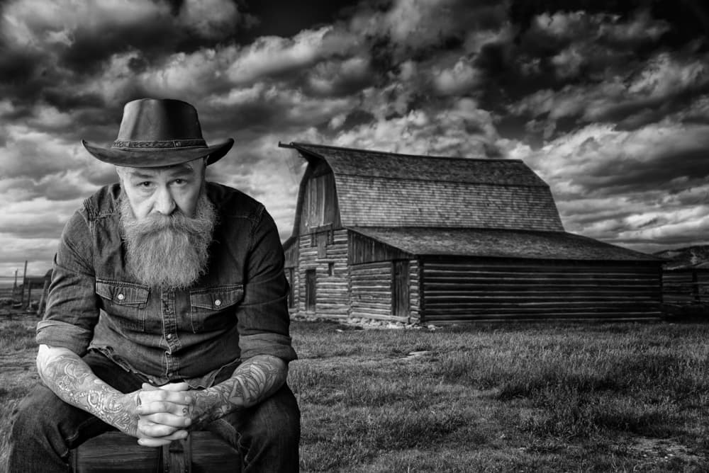 Bearded Cowboy Barn by Colin Dixon — canvas wall art