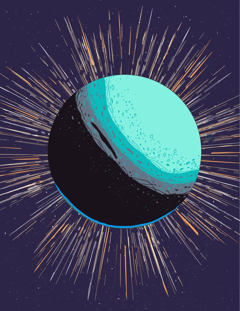 Teal Planet Burst by Nicholas — canvas wall art