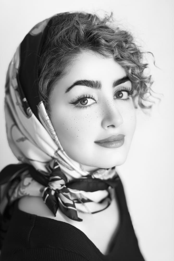 Elegant Woman With Scarf by Saeed Zamani — canvas wall art