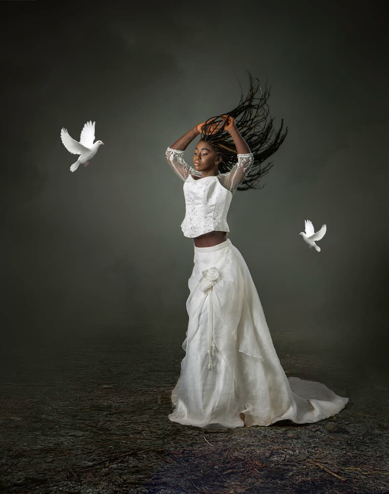 Dancing Woman Doves by Catchlight Studio — canvas wall art