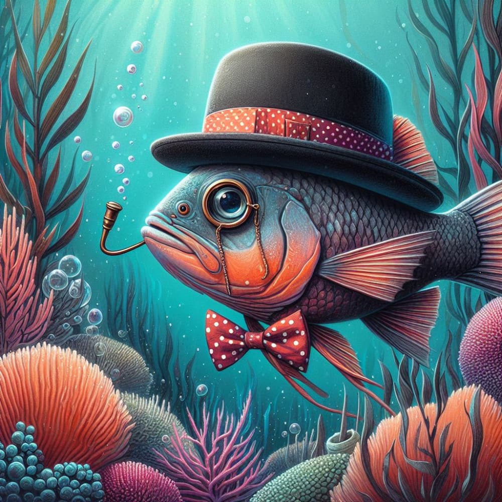 Dapper Gentleman Fish by Elle Belle Art — canvas wall art