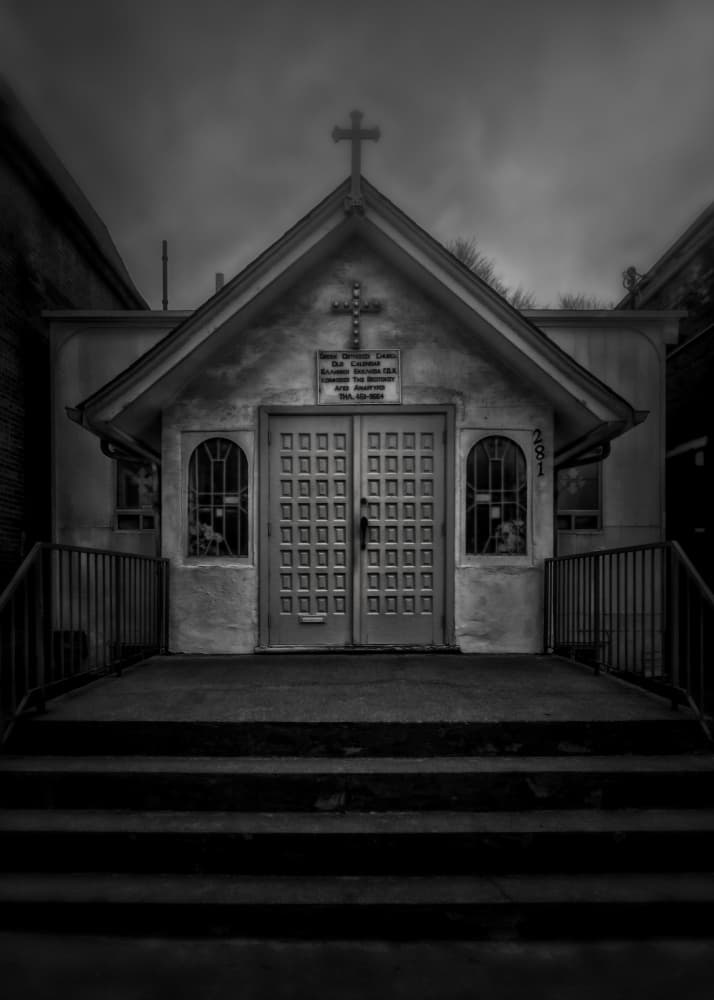 Dark Church Entrance by The Learning Curve Photography — canvas wall art