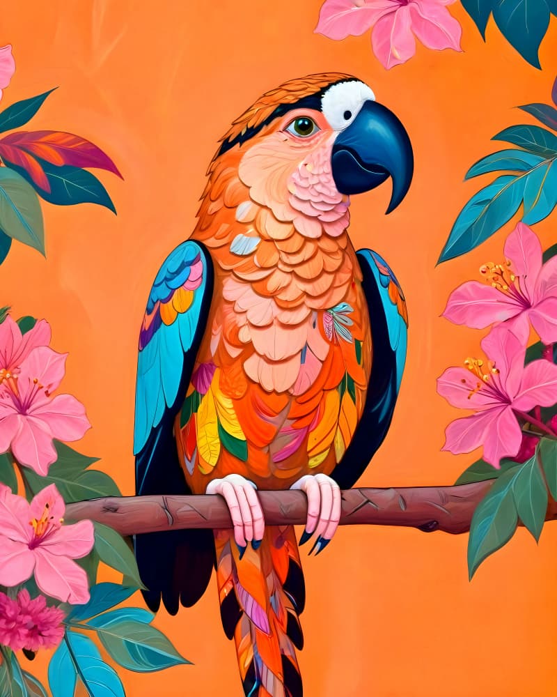 Vibrant Tropical Macaw by Uma Gokhale — canvas wall art