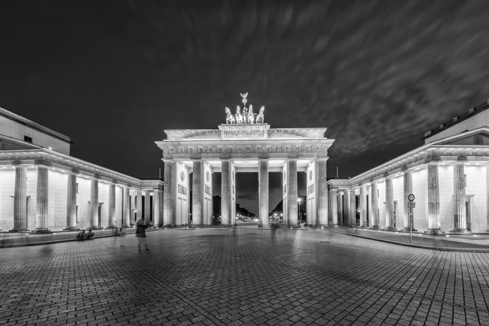 Brandenburg Gate Illuminated Night by Melanie Viola — canvas wall art