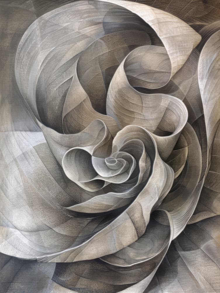 Monochromatic Organic Folds by Bilge Paksoylu — canvas wall art