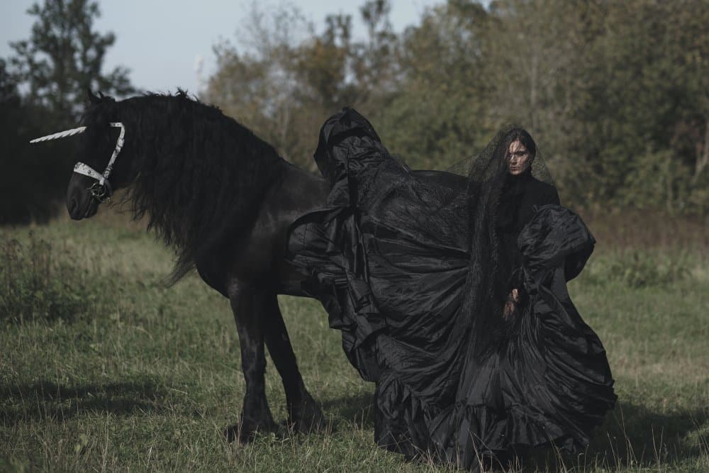 Gothic Unicorn and Woman by Olga Barantseva — canvas wall art