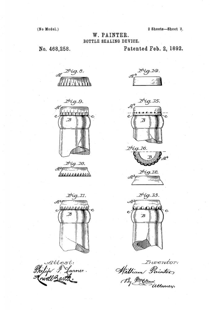 Vintage Bottle Sealing Patent by Andreas Magnusson — canvas wall art