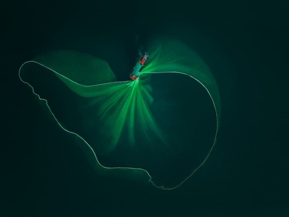 Glowing Fishing Net by NingYun Ye — canvas wall art