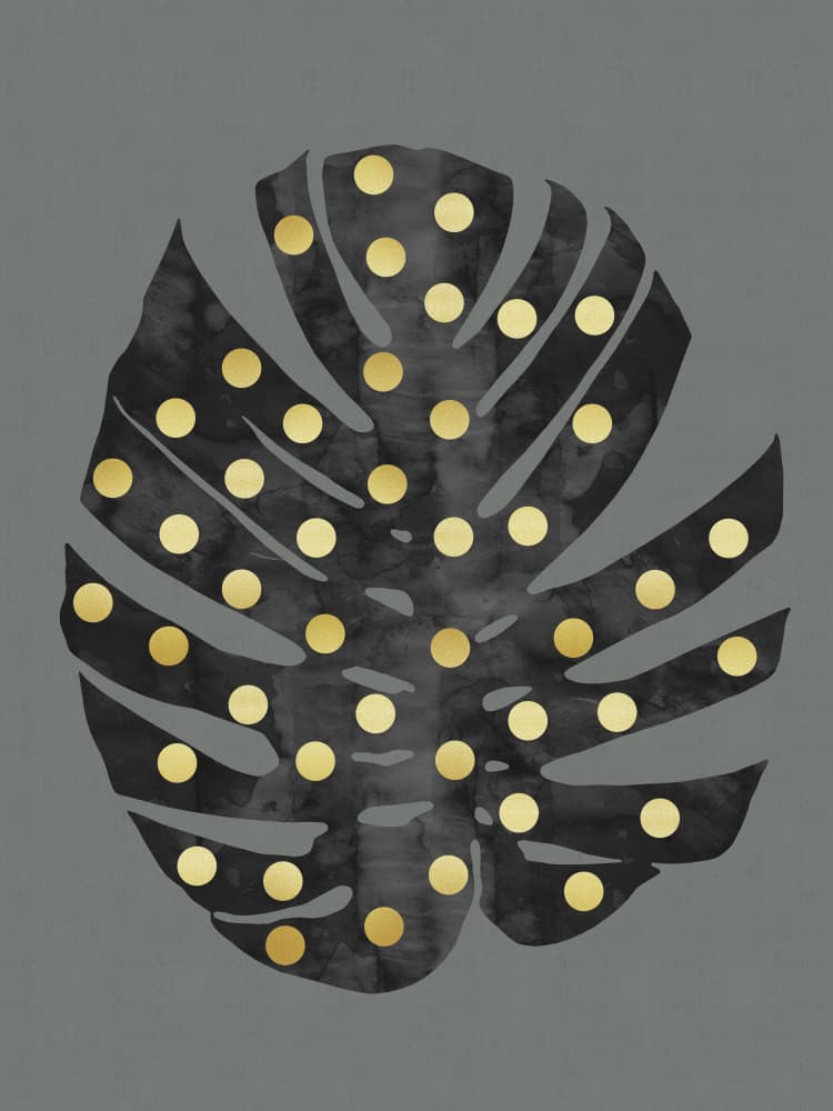Golden Monstera Leaf by Vitor Costa — canvas wall art