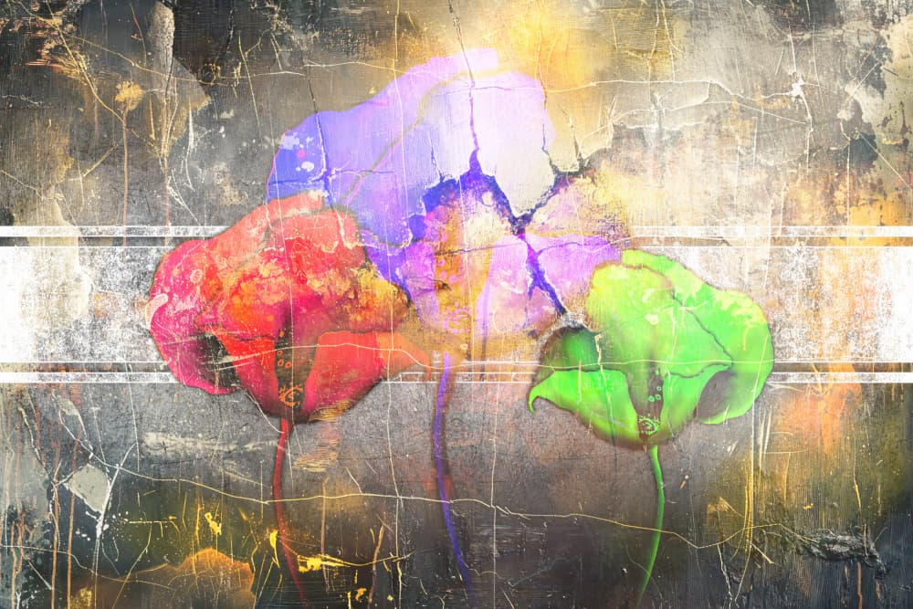 Colorful Grunge Blooms by Rafal Kulik — canvas wall art