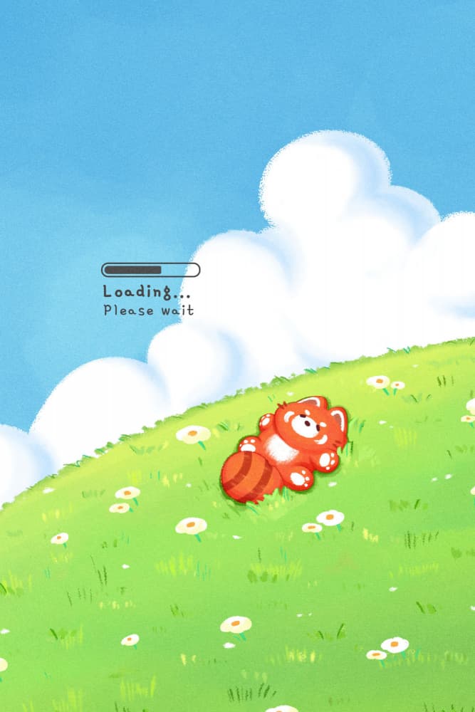 Red Panda Loading Meadow by Xuan Thai — canvas wall art