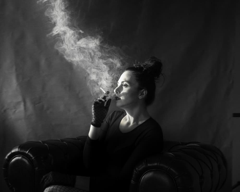 Elegant Woman Smoking by Hooman Sedaghi — canvas wall art