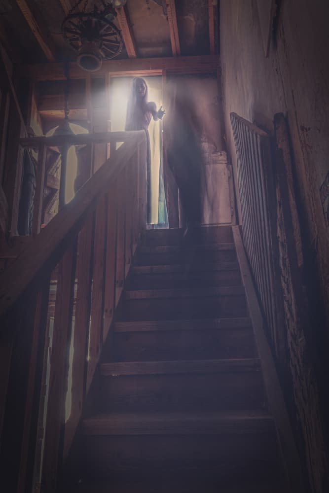 Haunted Staircase Spirit by Sharon Levy — canvas wall art