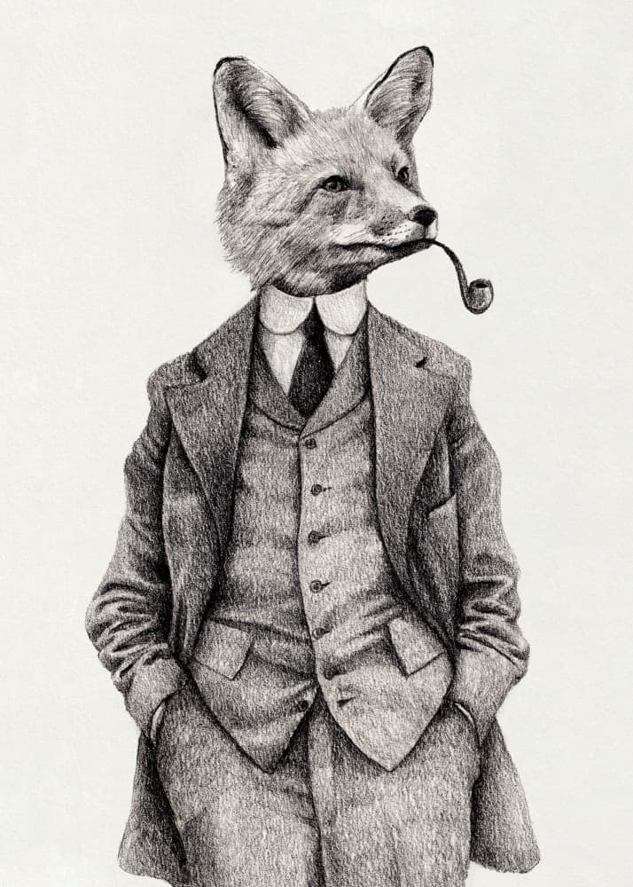The Vintage-style Fox by Mike Koubou — canvas wall art