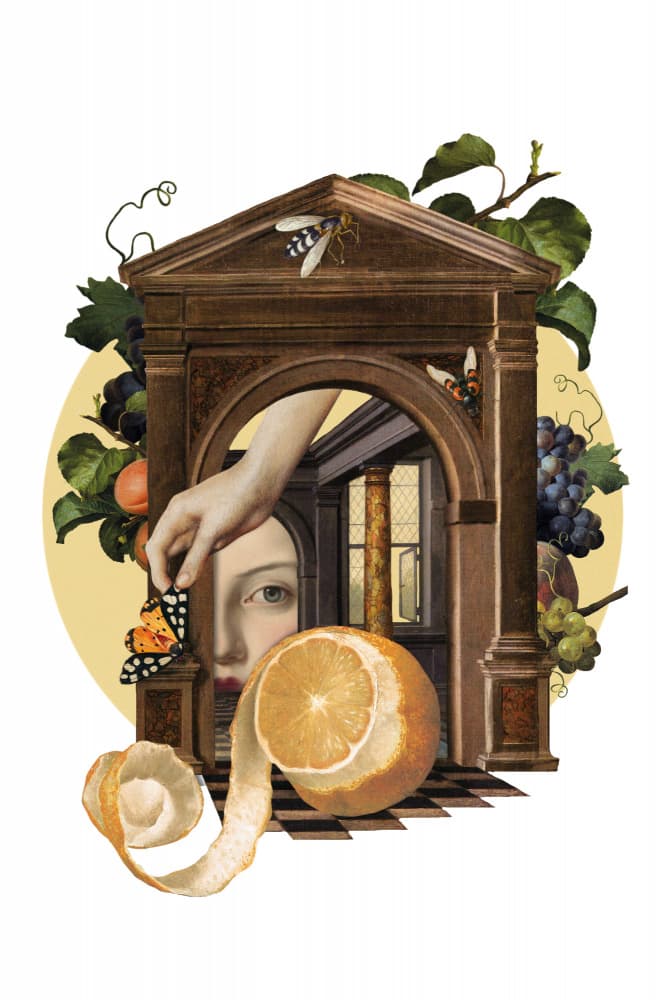 Surreal Renaissance Fruit by Marja van den Hurk — canvas wall art