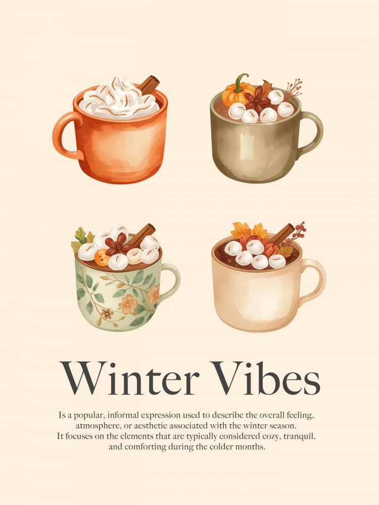 Cozy Winter Mugs by Elizabeth C — canvas wall art