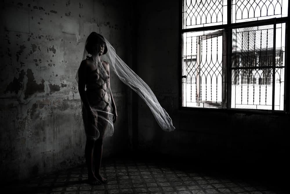 Veiled Woman In Dark Room by Thanakorn Chai Telan — canvas wall art