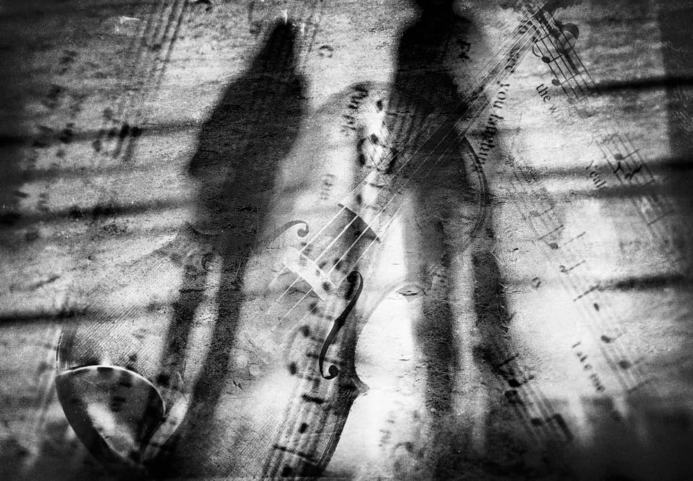 Shadowy Violin Melody by Ina Tänzer — canvas wall art