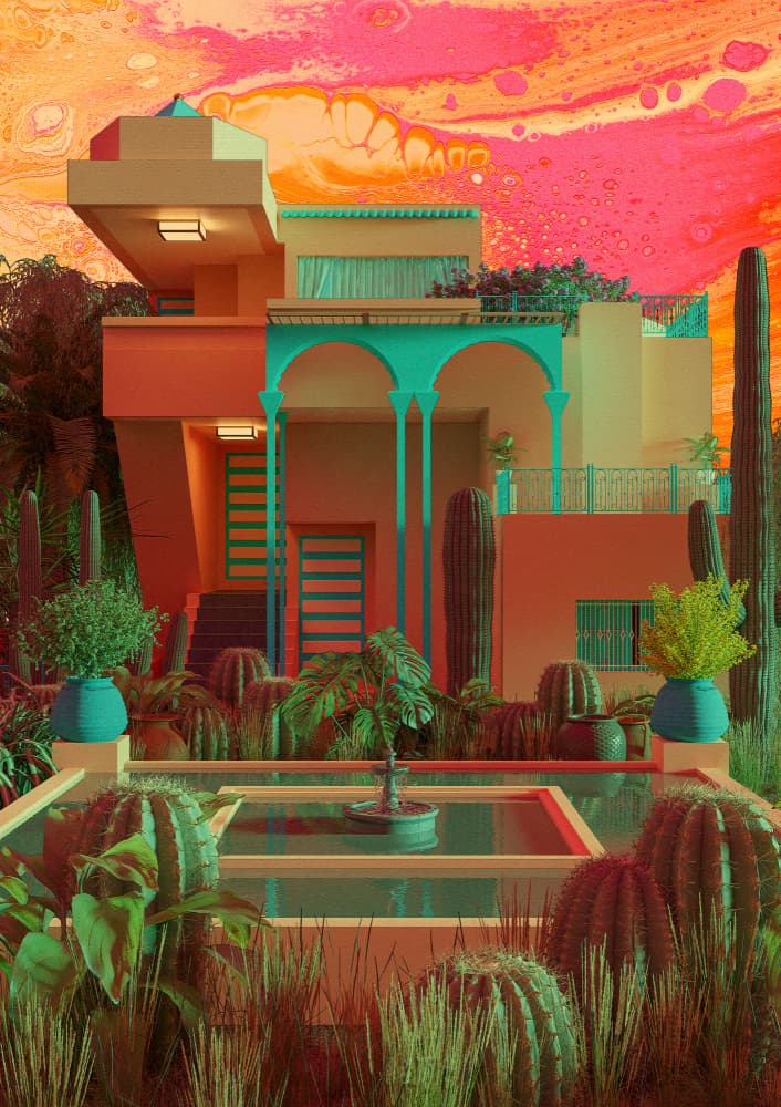 Vibrant Desert Oasis by CosmoZach — canvas wall art