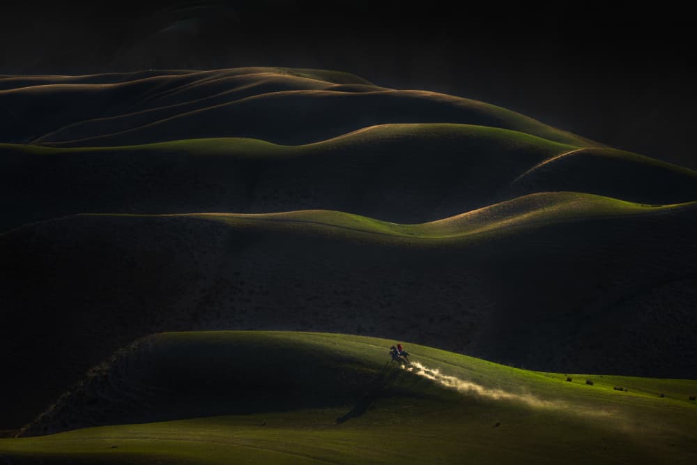 Golden Hour Farm Hills by Dennis Zhang — canvas wall art