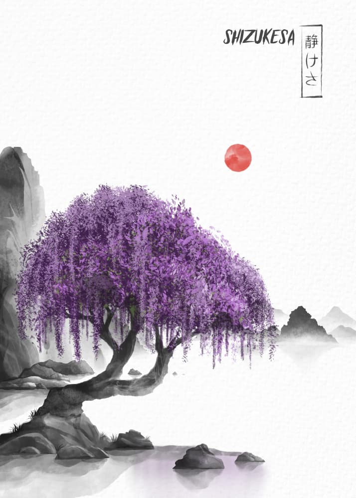 Zen Wisteria Landscape by Fadil Roze — canvas wall art