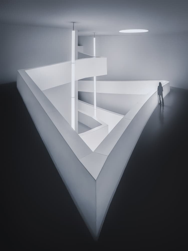 White Geometric Interior Space by Nichole Chen — canvas wall art