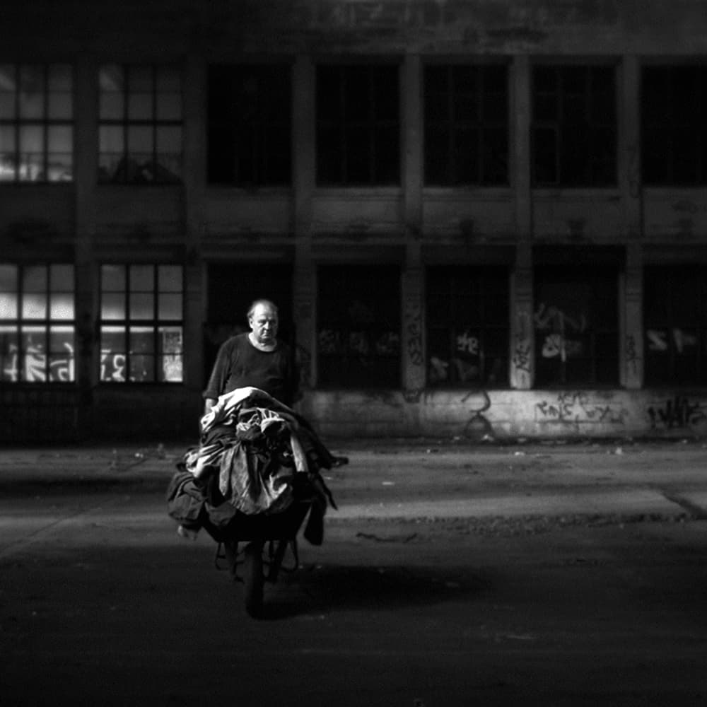Old Man Pushing Cart by Holger Droste — canvas wall art