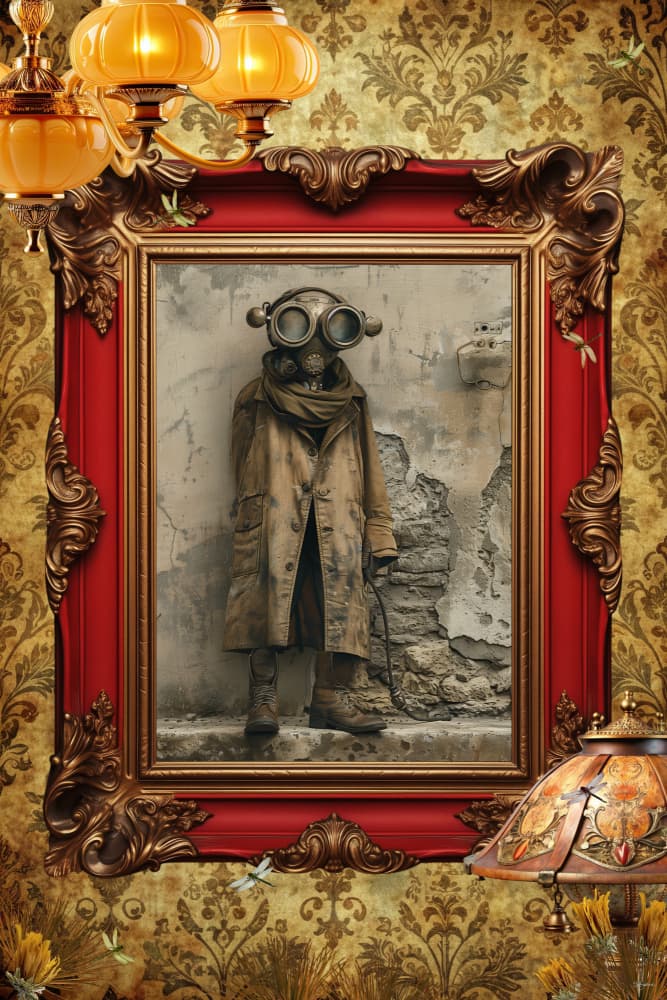 Mysterious Gas Mask Figure by Sue Skellern — canvas wall art