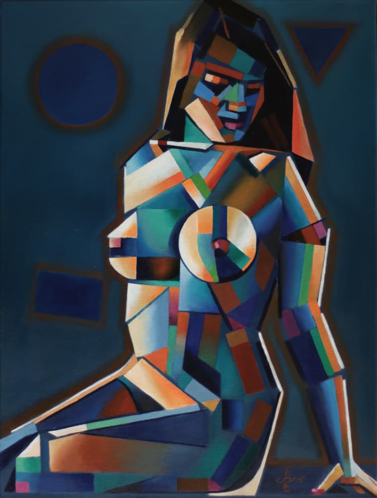 Vibrant Cubist Figure by Corné Akkers — canvas wall art