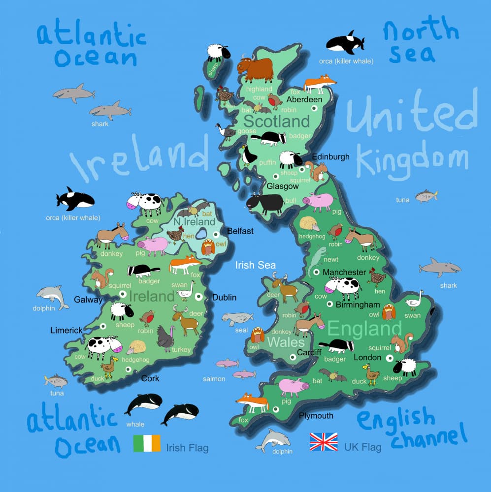 British Isles Animal Map by Carla Daly — canvas wall art