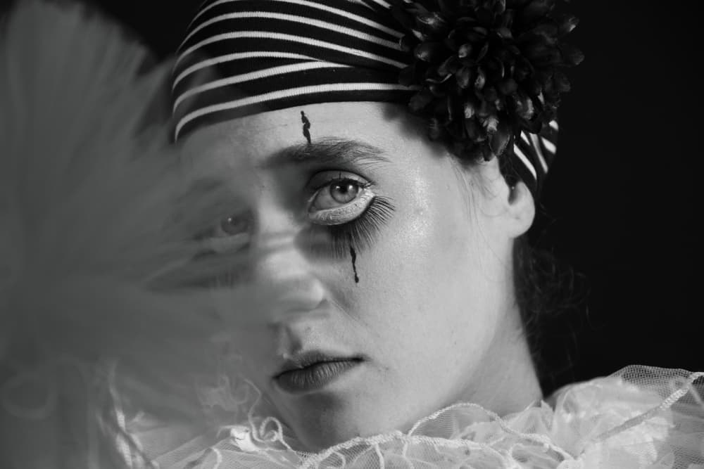 Tearful Mime Portrait by Iris Resch — canvas wall art