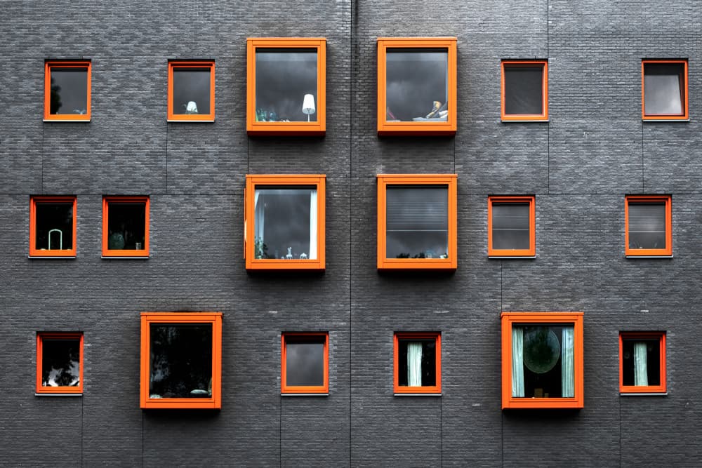 Modern Orange Windows by Rolf Endermann — canvas wall art