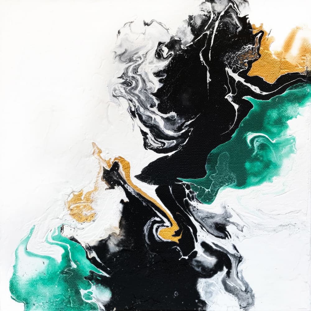 Black Gold Emerald Flow by Alyson Storms — canvas wall art
