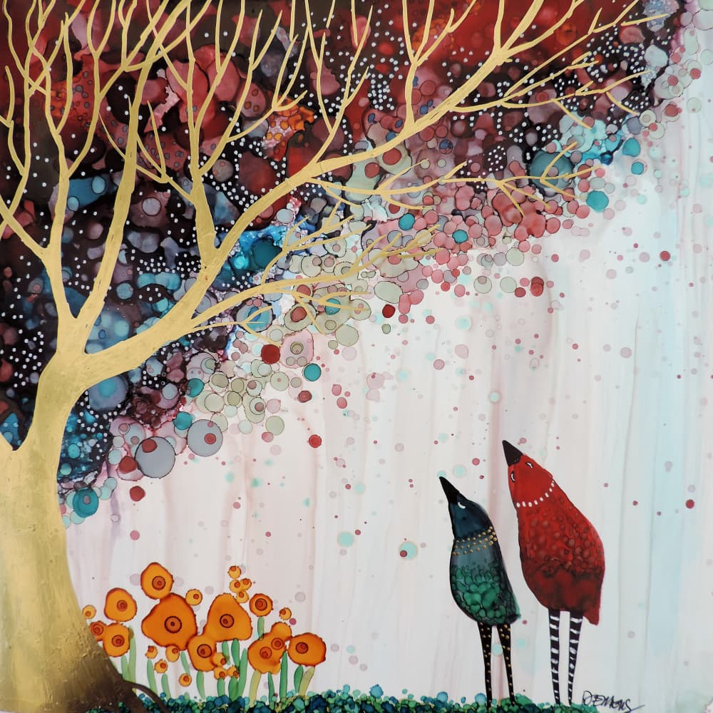 Curious Birds Enchanted Tree by Sylvie Demers — canvas wall art