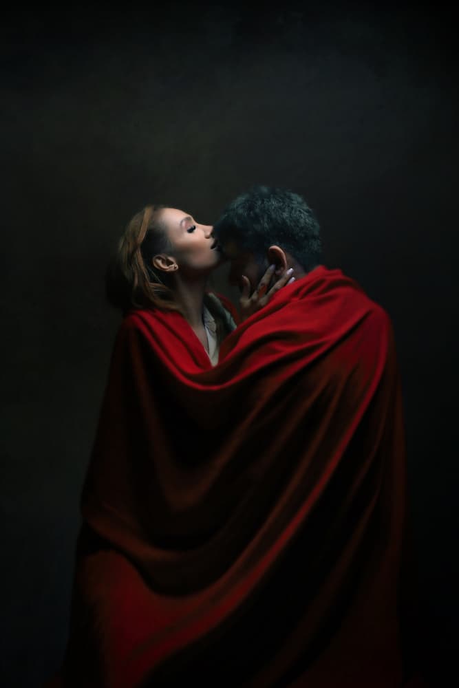 Romantic Red Embrace by Moein Hasheminasab — canvas wall art