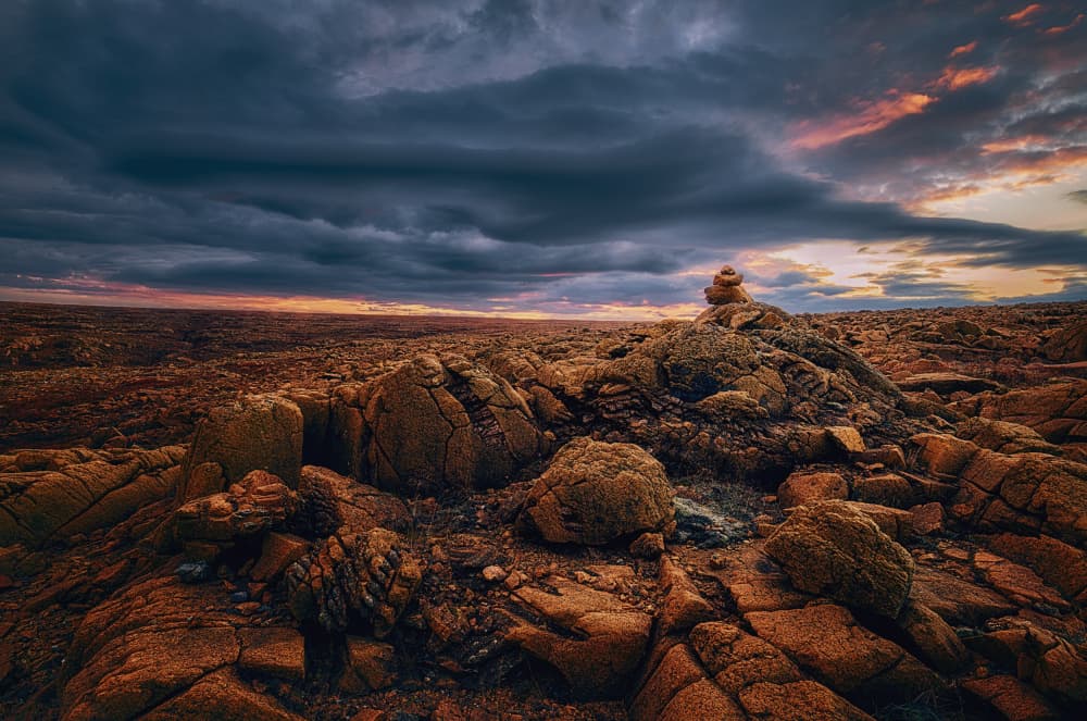 Dramatic Rocky Sunset by Ben.C.L — canvas wall art
