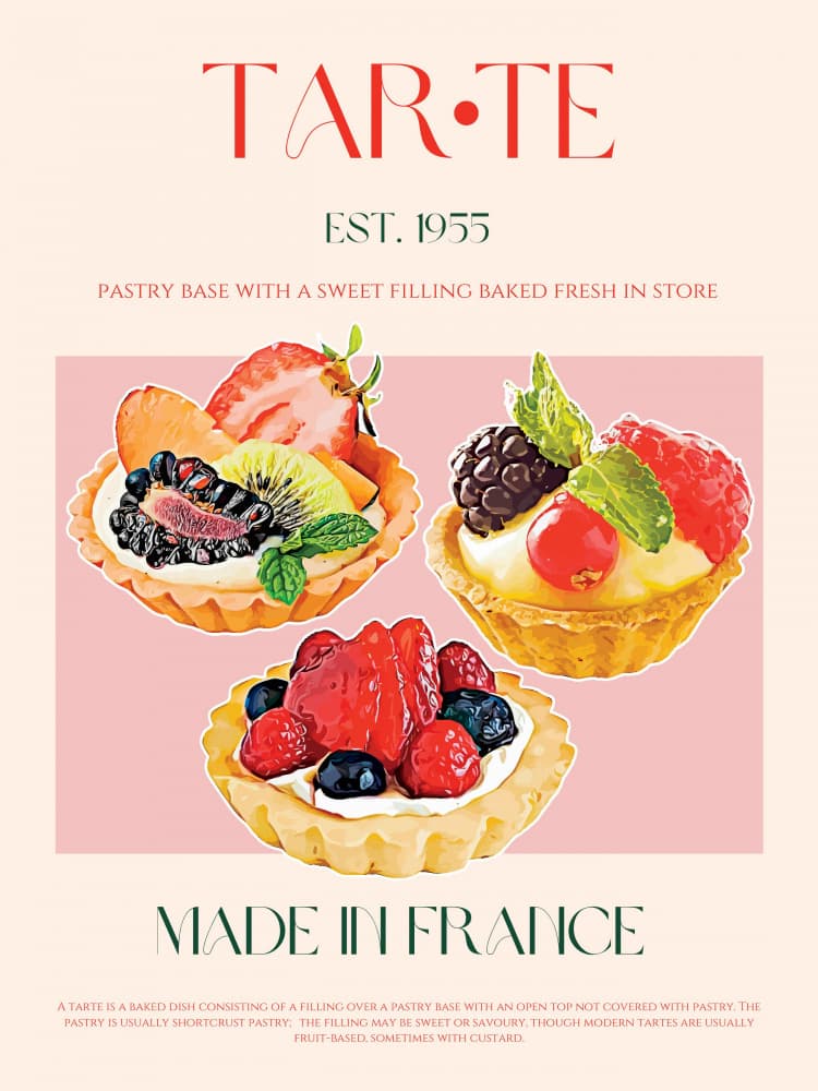 French Fruit Tarts by Nazma Khokhar — canvas wall art
